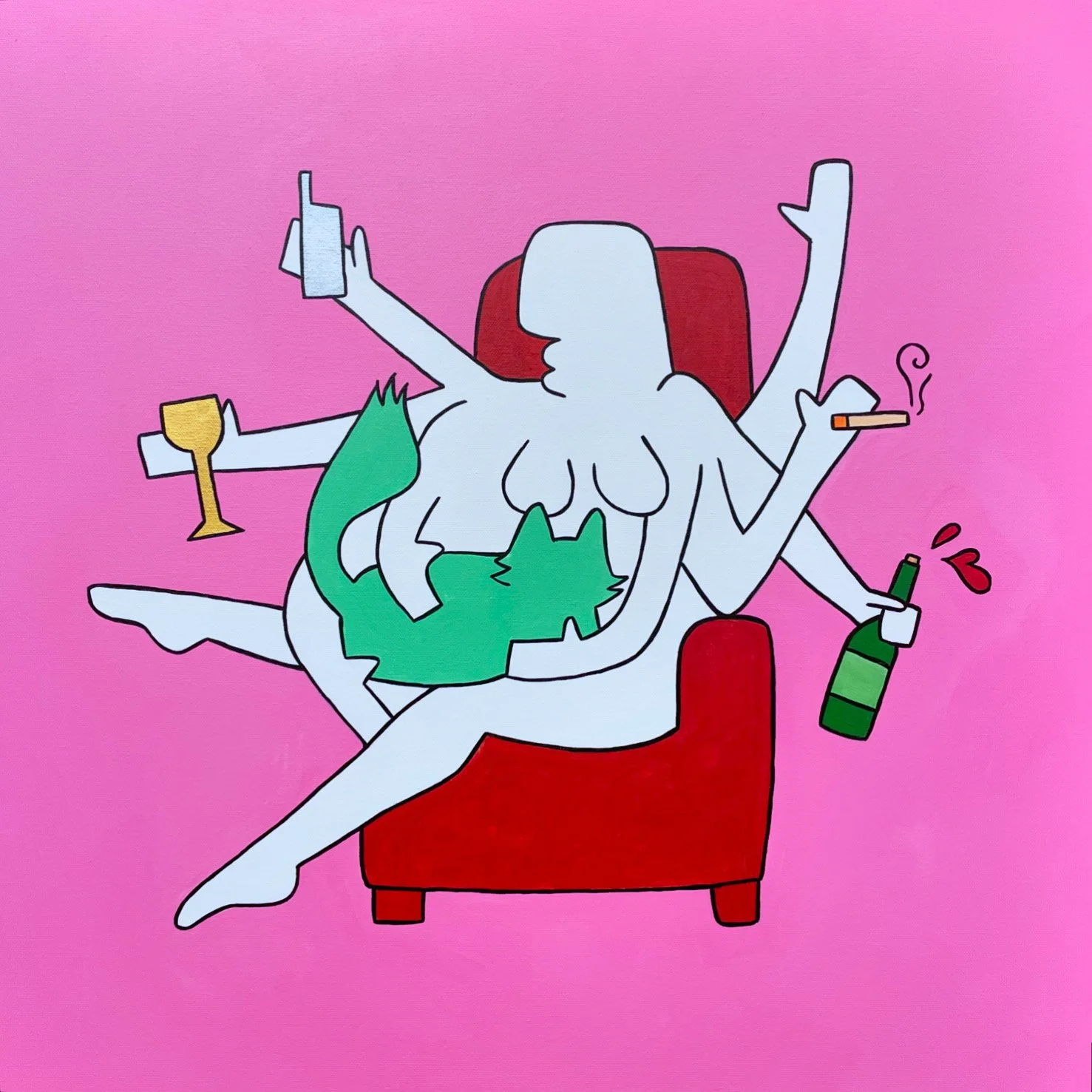 "The Art of Multitasking" 24x24 inches, acrylic on canvas
