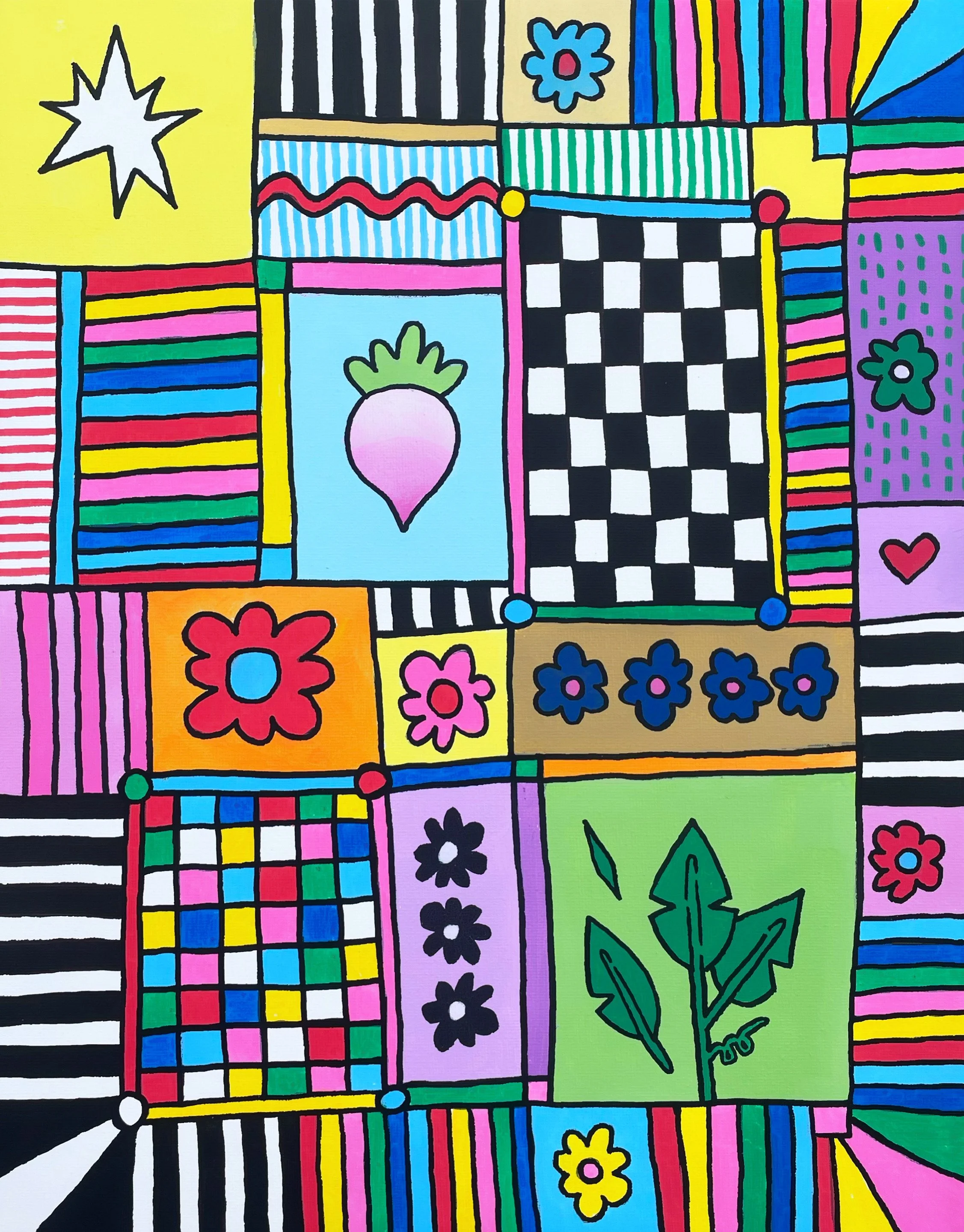 "Quilt #1" 11x14 inches, acrylic on canvas
