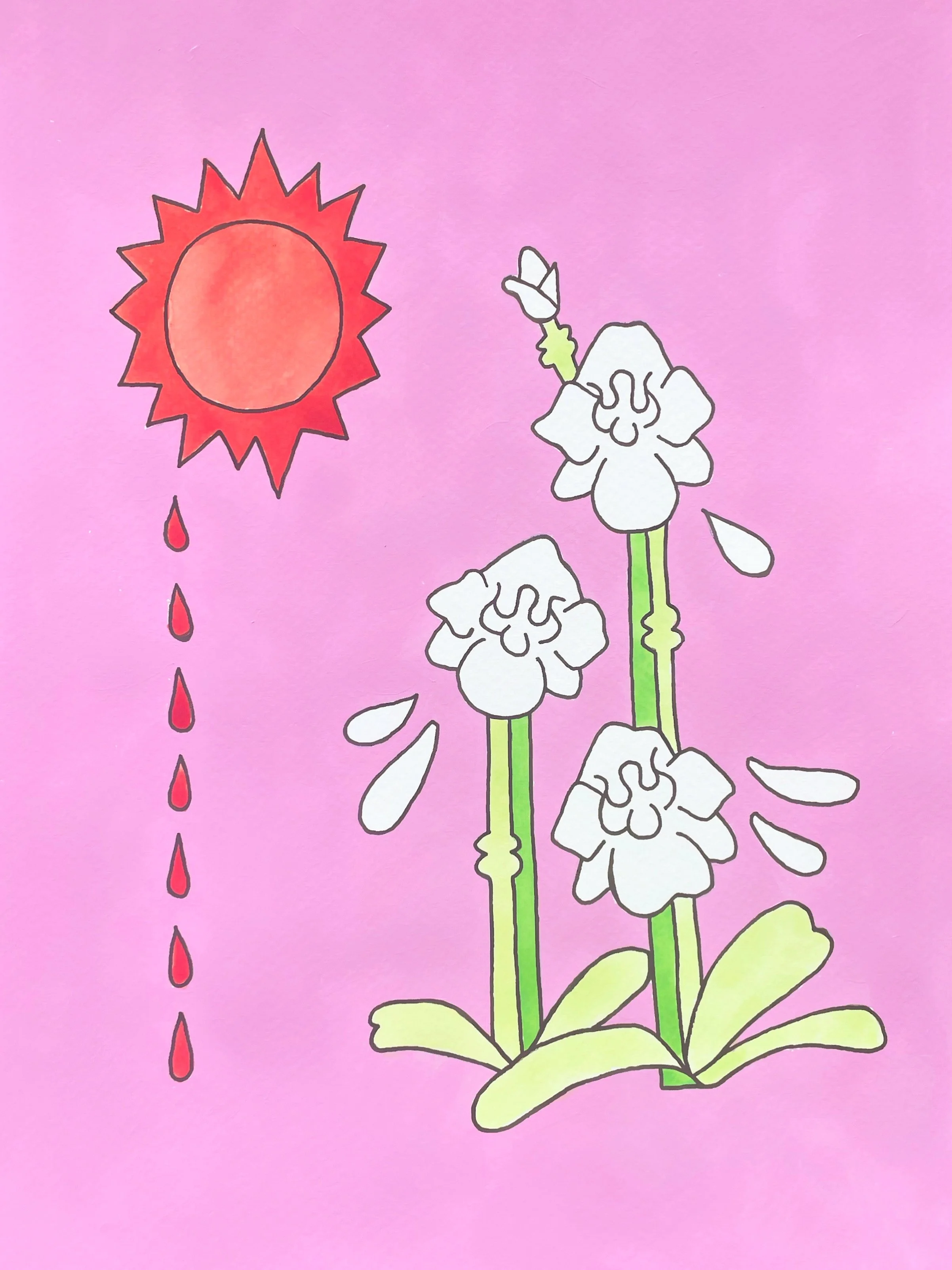 "Reaching for the Sun" 9x12 inches, acrylic and watercolor on paper