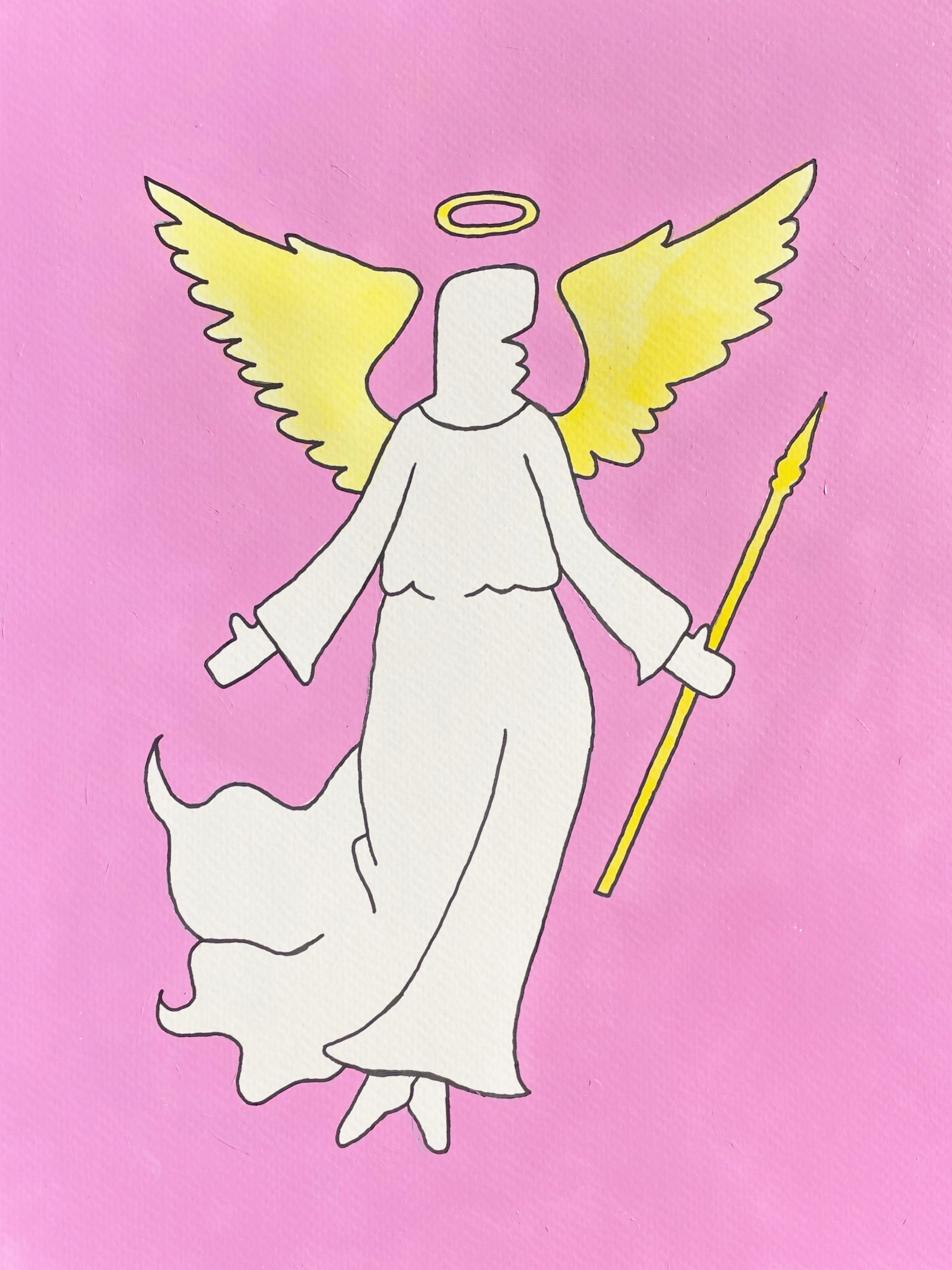 "Angels working overtime" 9x12 inches, acrylic and watercolor on paper