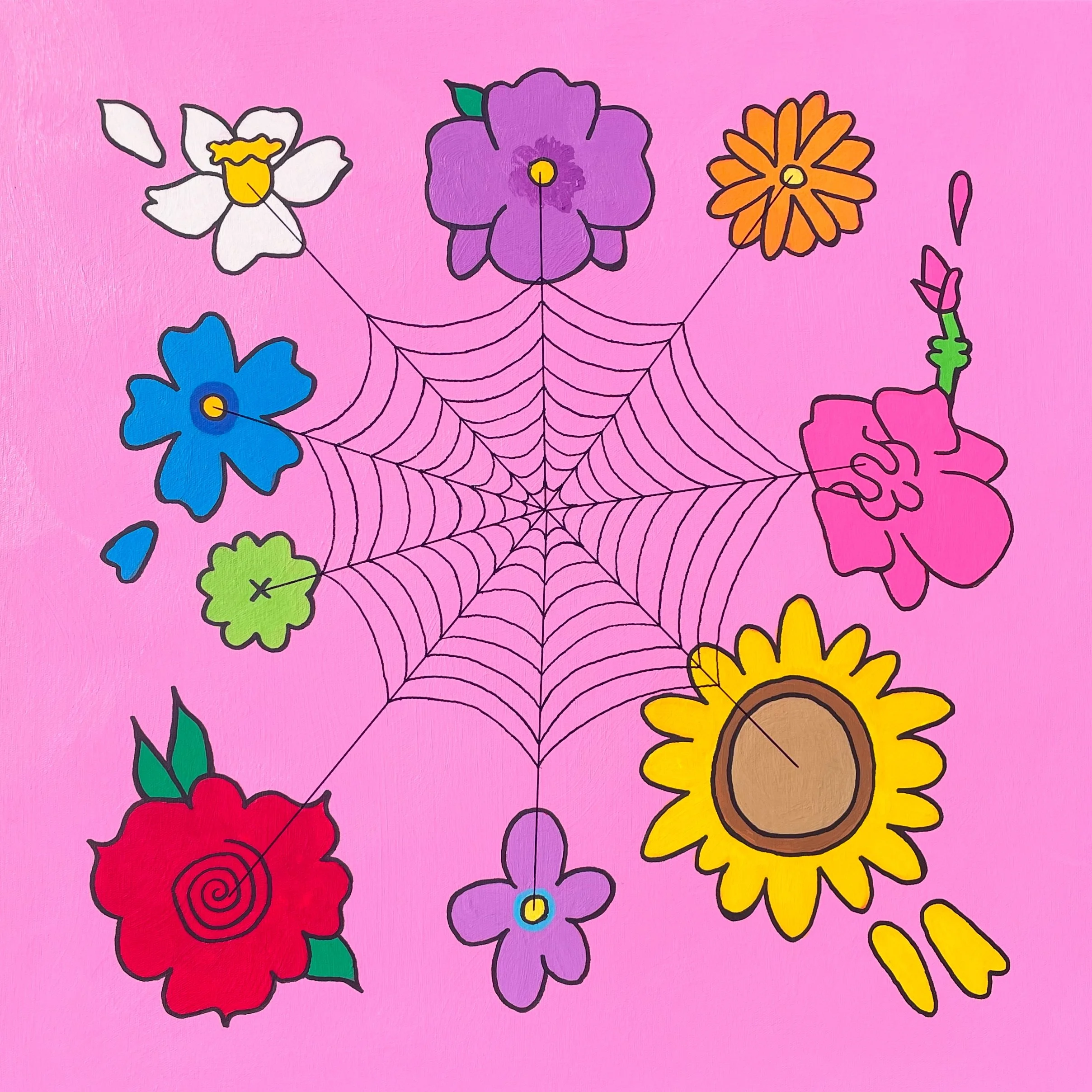 "Spiderwebs" 20x20 inches, acrylic on canvas