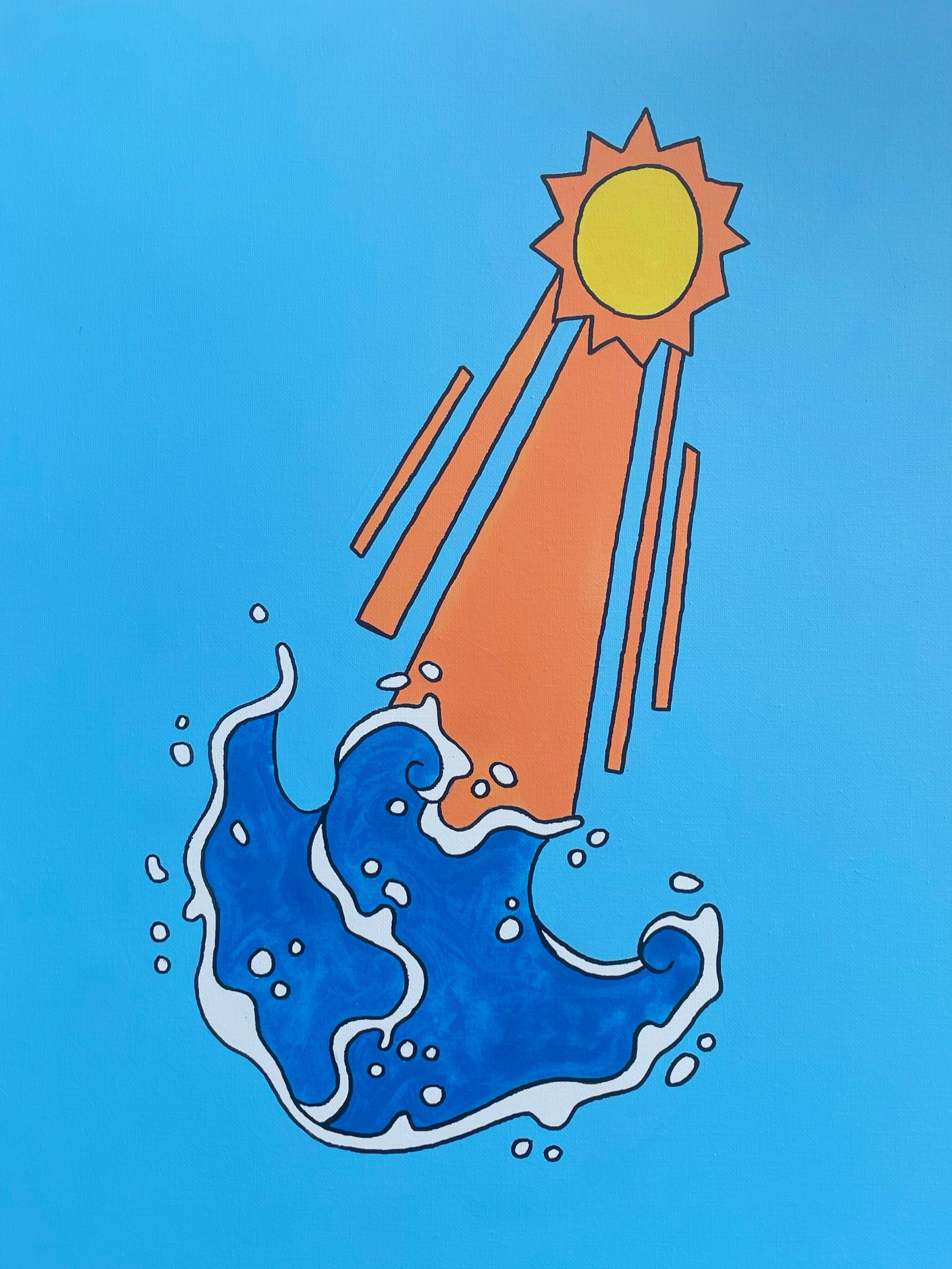 "Sun vs Ocean" 16x20 inches, acrylic on canvas