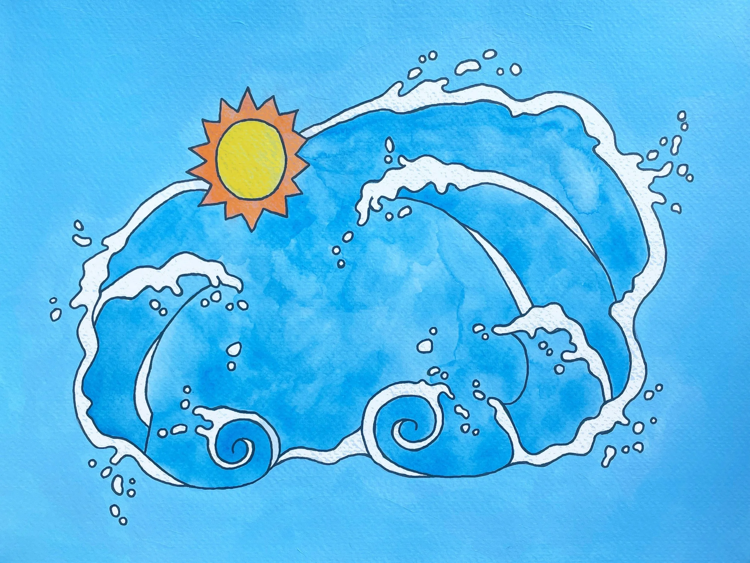 "Ocean Hug" 9x12 inches, acrylic and watercolor on paper