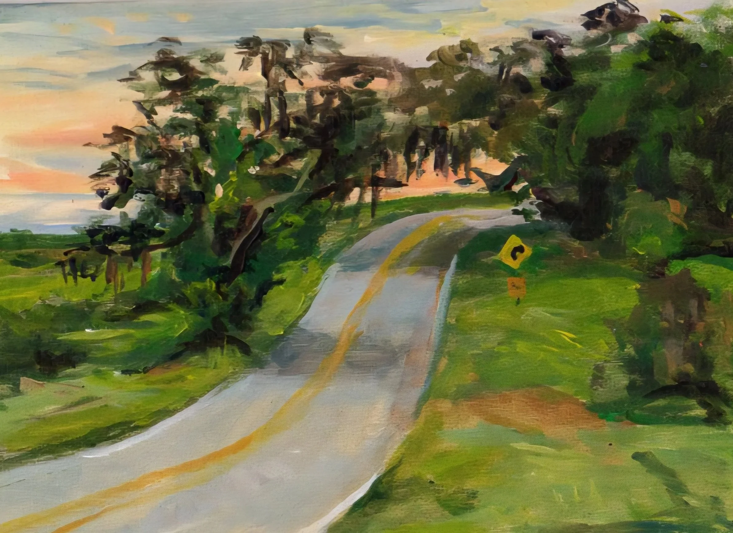 up the road