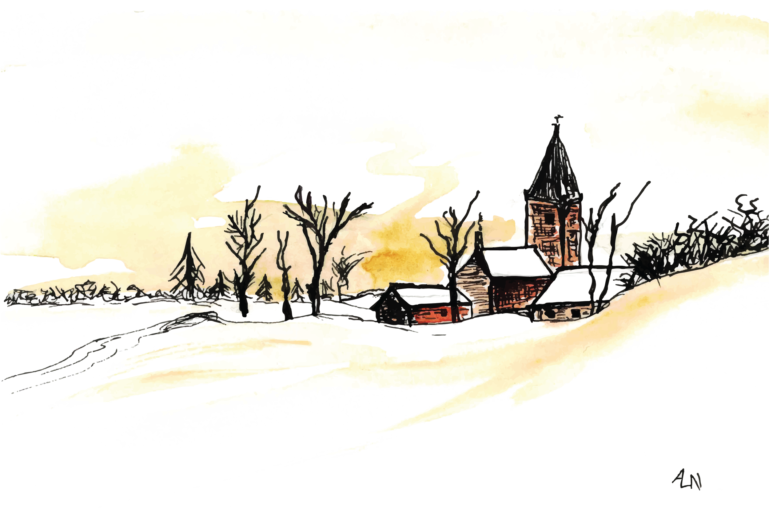 "Walking by Woods" line and wash