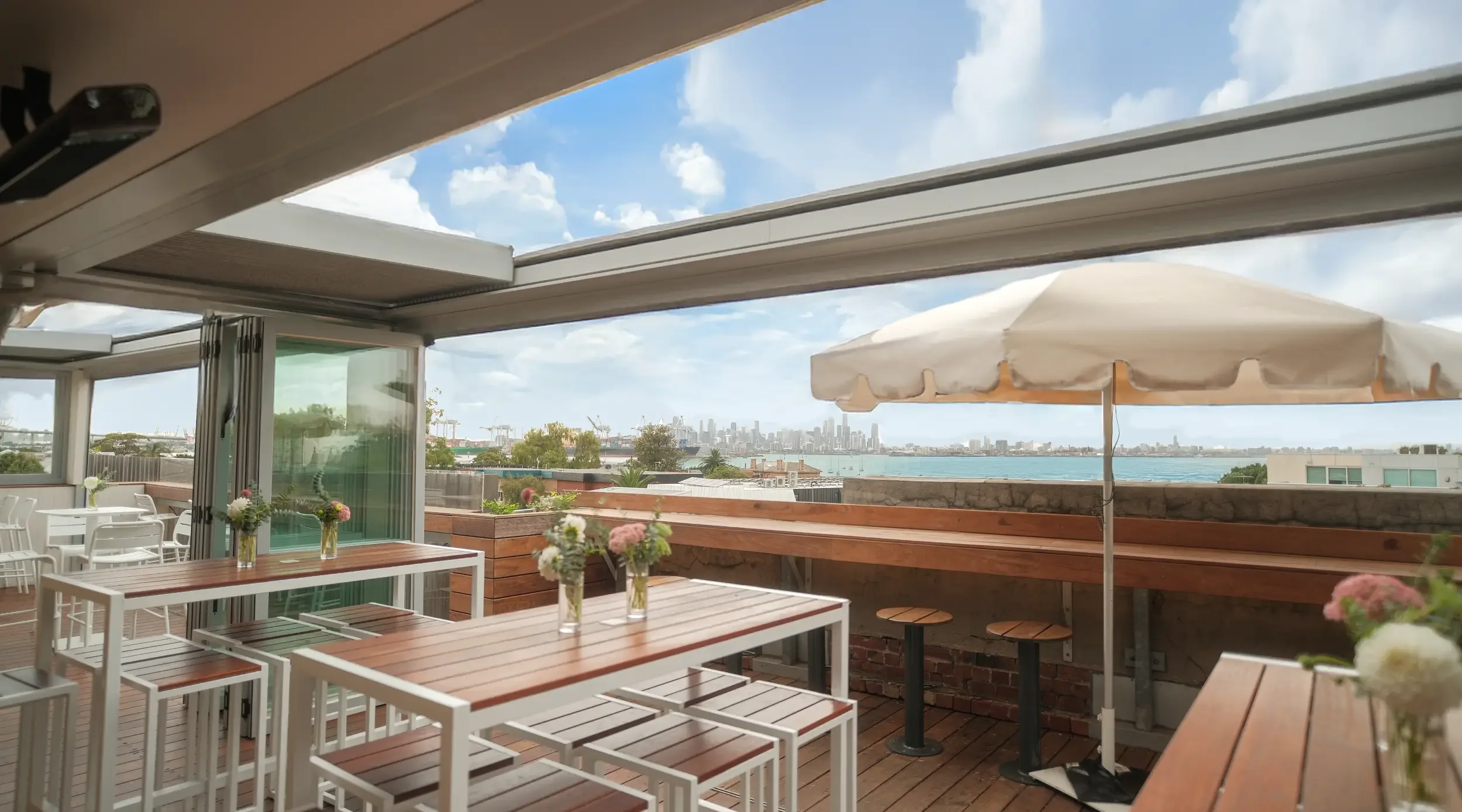 The Rooftop Dining Area at Hobsons Bay Hotel in Williamstown