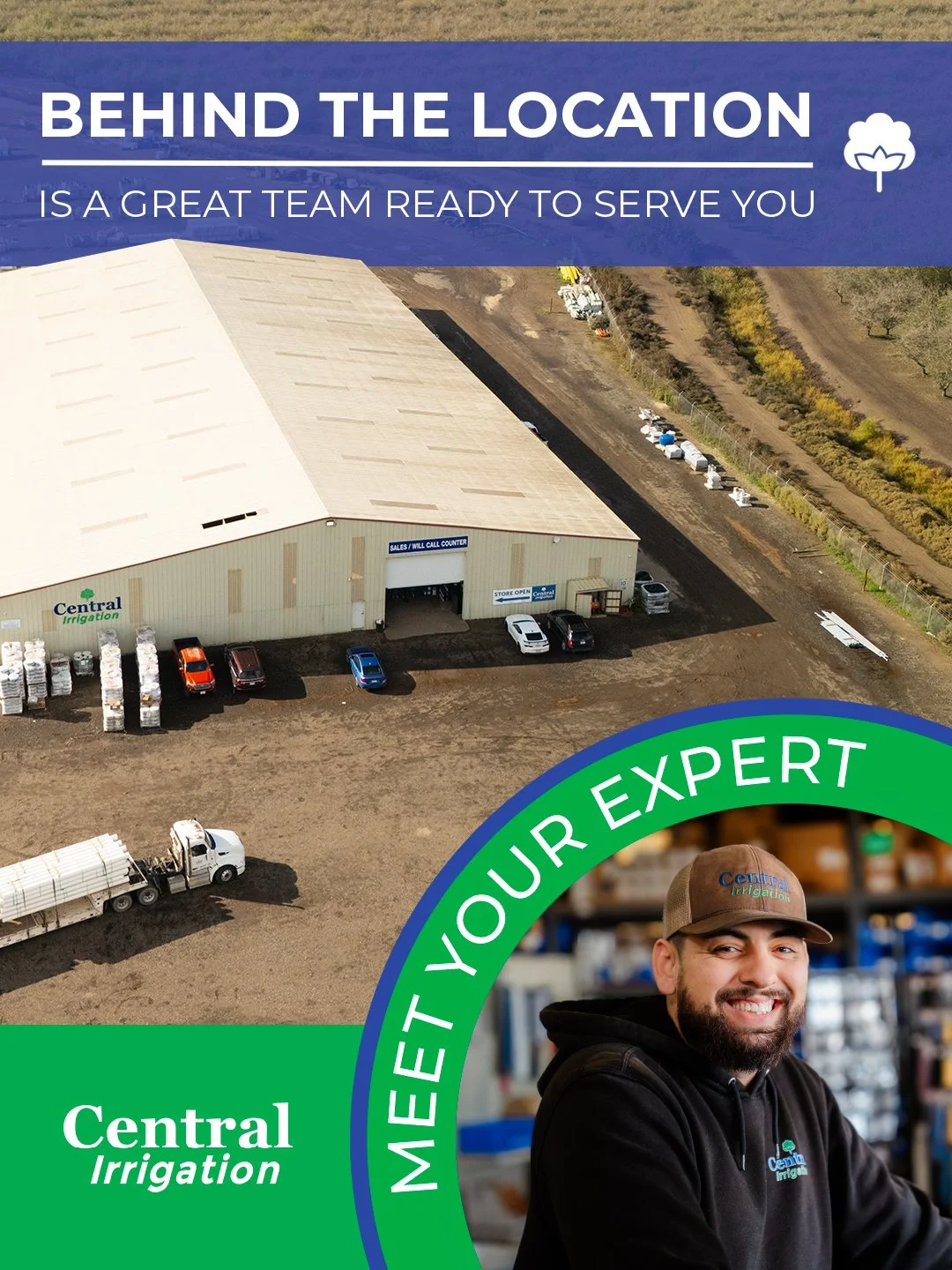 Friendly faces, expert advice. 
Visit Central Irrigation and let our team help you find exactly what you need!

#CentralIrrigation
#IrrigationSolutions
#SmartFarming
#PrecisionIrrigation
#AgTech
#EfficientFarming
#GrowSmarter
#FarmInnovation