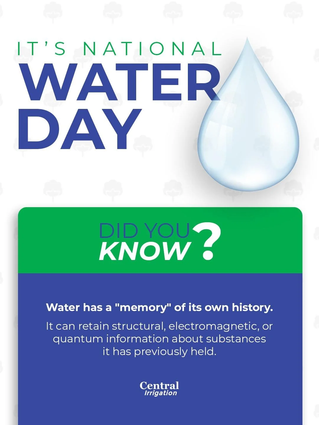 Water keeps everything moving.
Today we recognize the resource that makes agriculture possible.

#WorldWaterDay
#WaterMatters
#CentralIrrigation