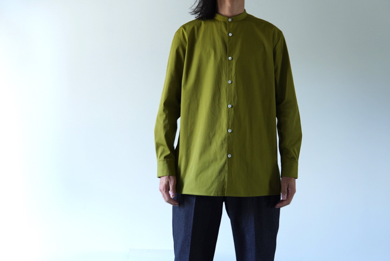 Cale / SUPIMA COTTON BAND COLLAR SHIRTS 