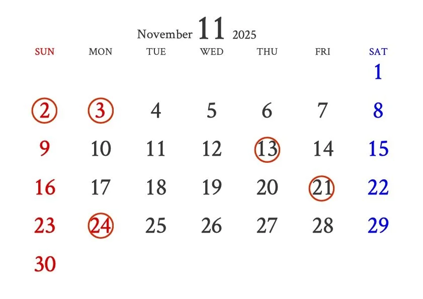 11月　営業日