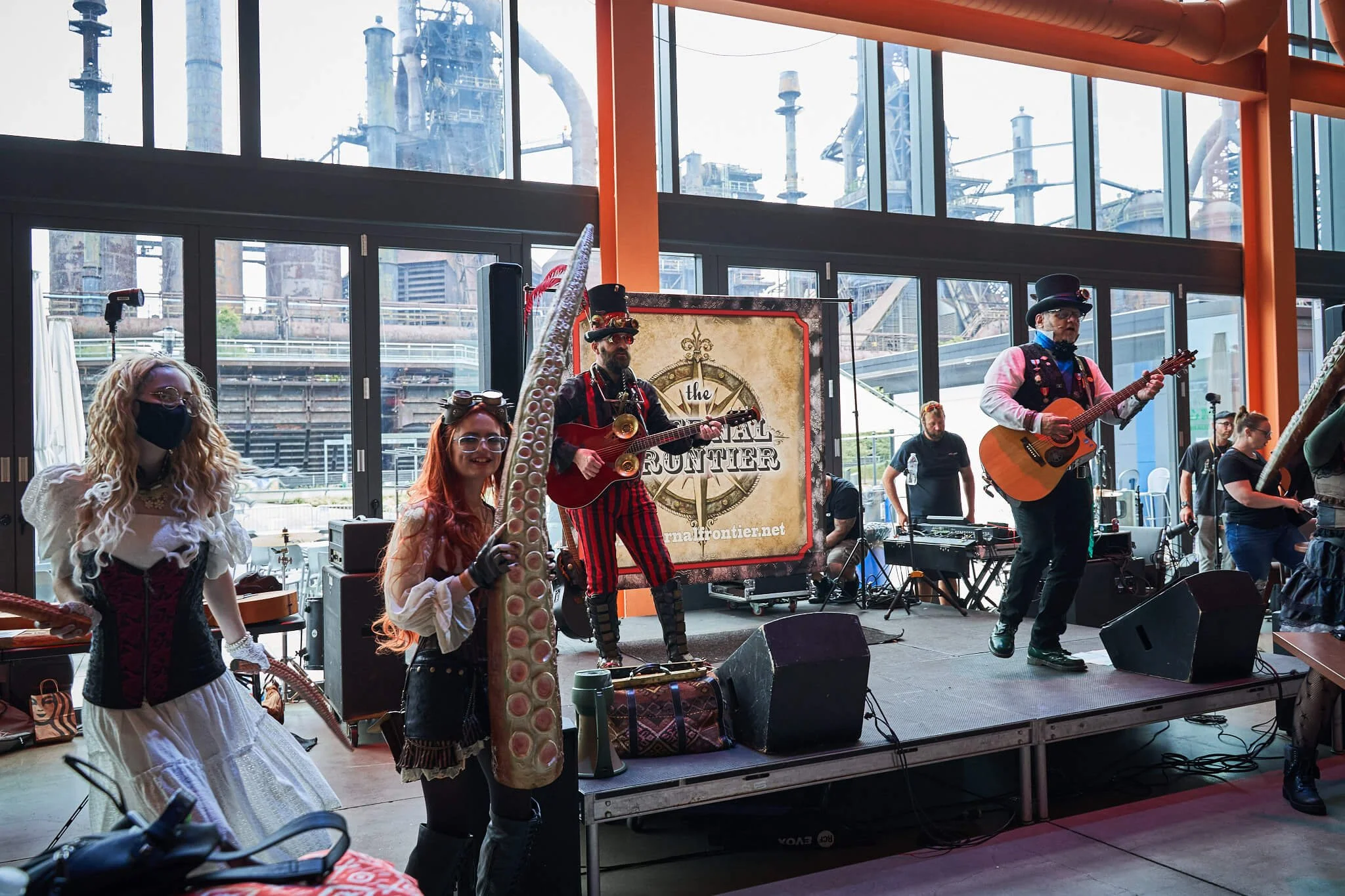 Lehigh Valley PA Event Photographer - Bethlehem Steam Fest Convention the geek grid studios  the eternal frontier band dancing.jpg