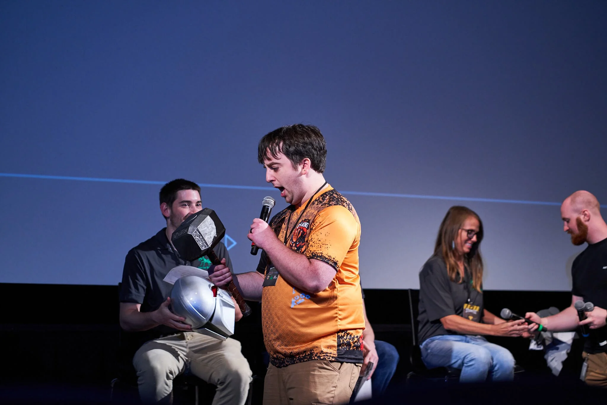 Lehigh Valley PA Event Photographer - Bethlehem Steam Fest Convention the geek grid studios 3d print xr studios holding thor hammer.jpg