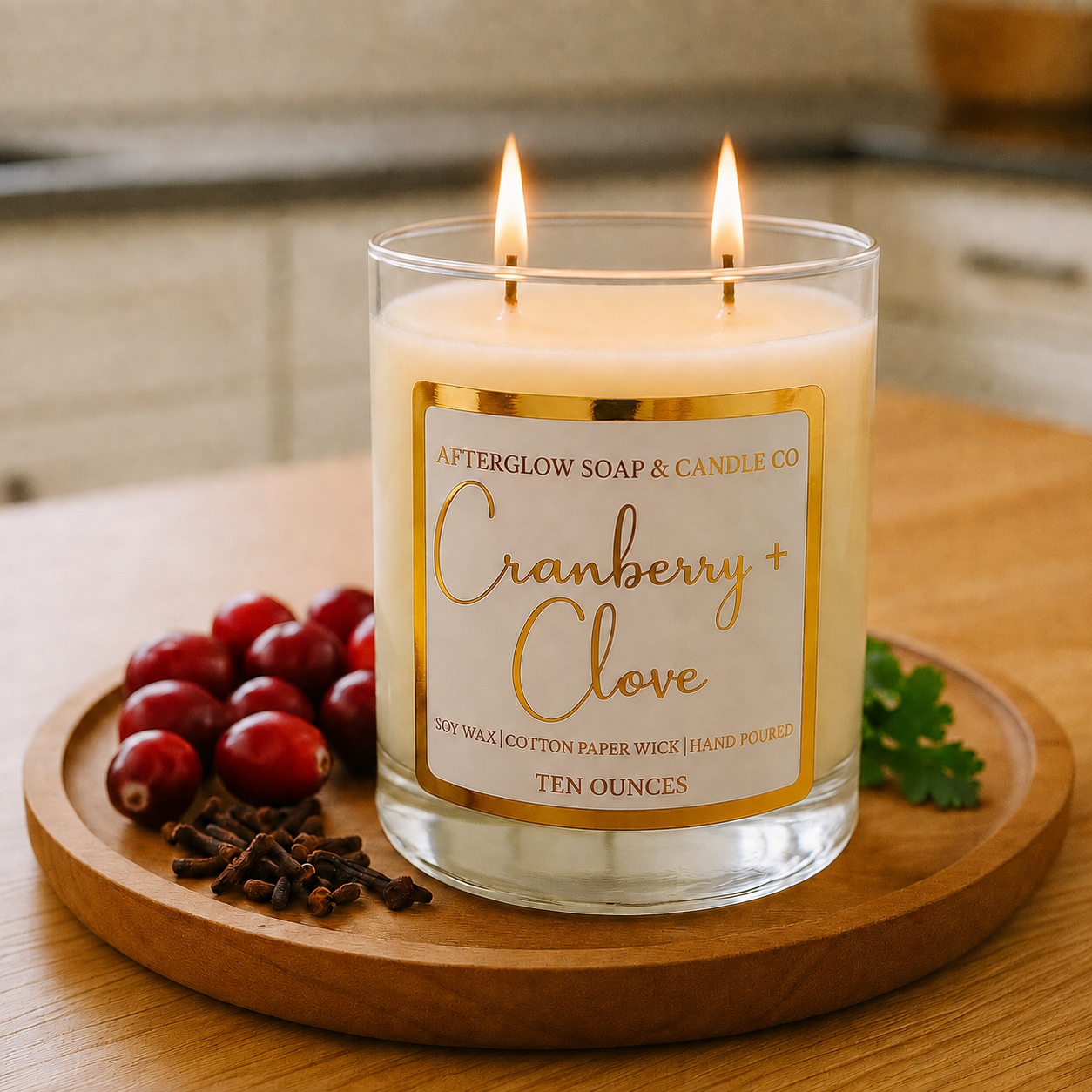 Cranberry and Clove soy candle with cranberries and cloves