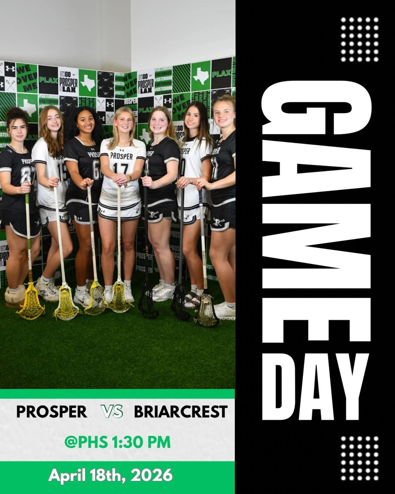 LAST IN SEASON GAME! 

🏠 Prosper High School

⏰ 1:30 PM