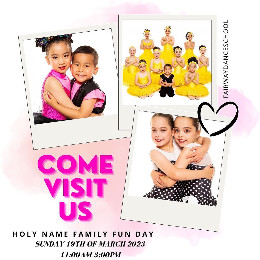 We are so happy to be a part of the Holy Name &lsquo;Family Fun Day&rsquo; once again !! 

Come on down at Holy Name primary school this Sunday the 19th of March from 11am-3pm and give Fairway Dance School a visit 🥰

You will get to meet the FDS cre