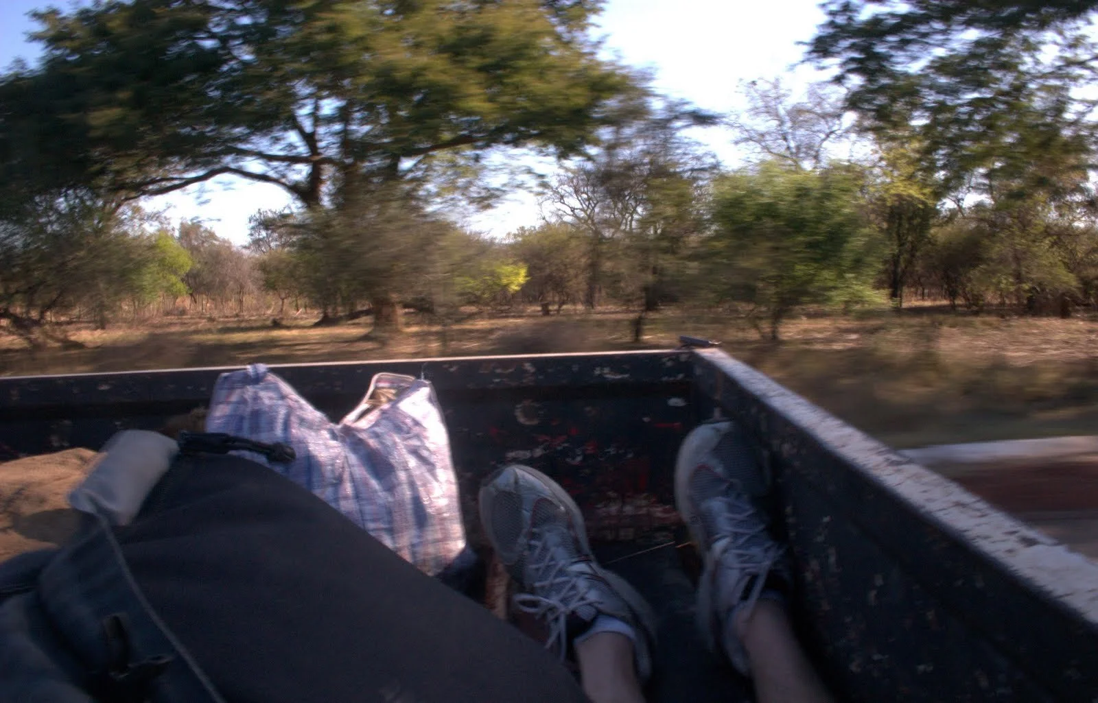 Riding in the back of a pickup