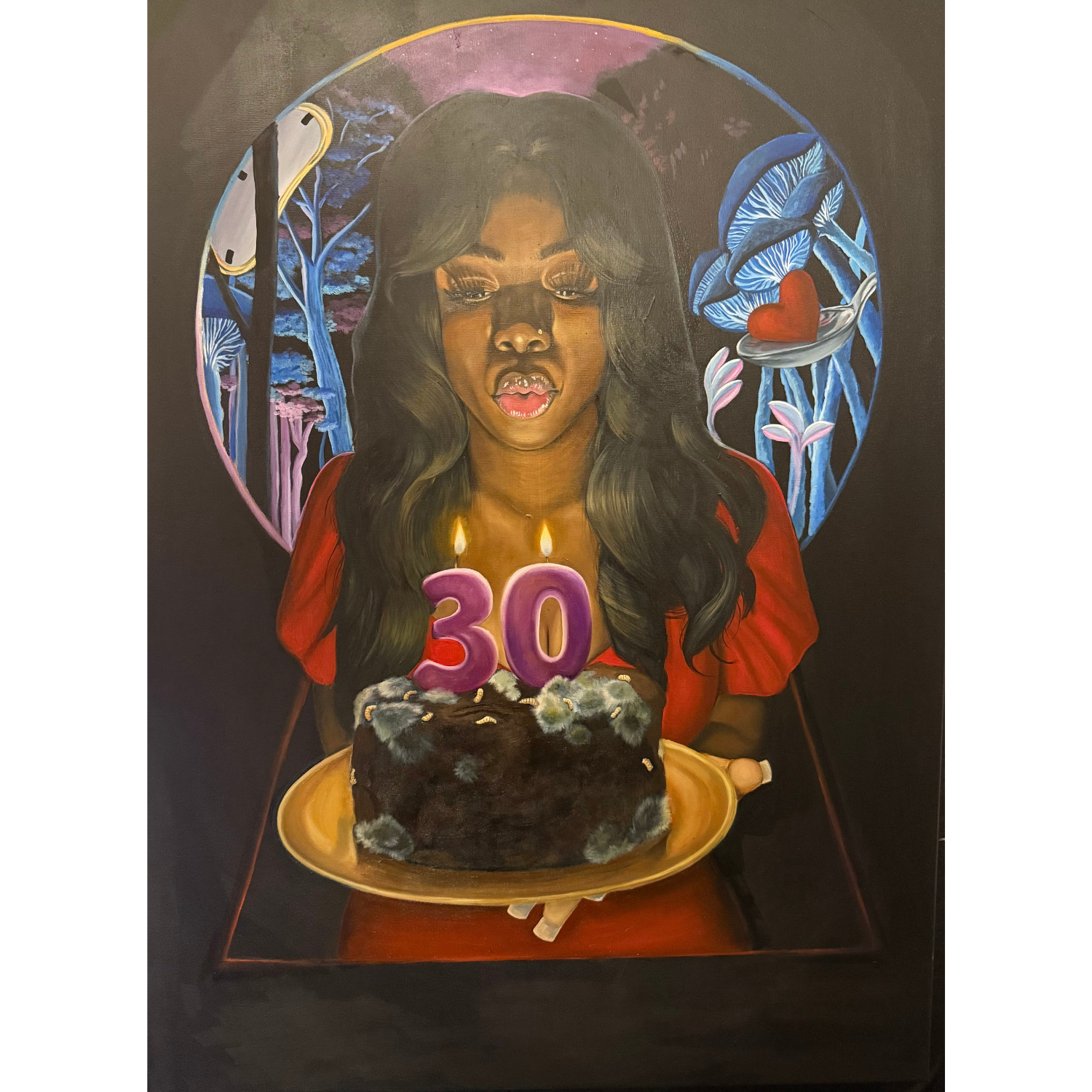 "The Only Thing Old is the Cake", 2025
Oil on canvas
30"X40"

Solo Visual Artist: Mosaic Visions Art Showcase: Love, Matters of the Heart, 7 December 2025