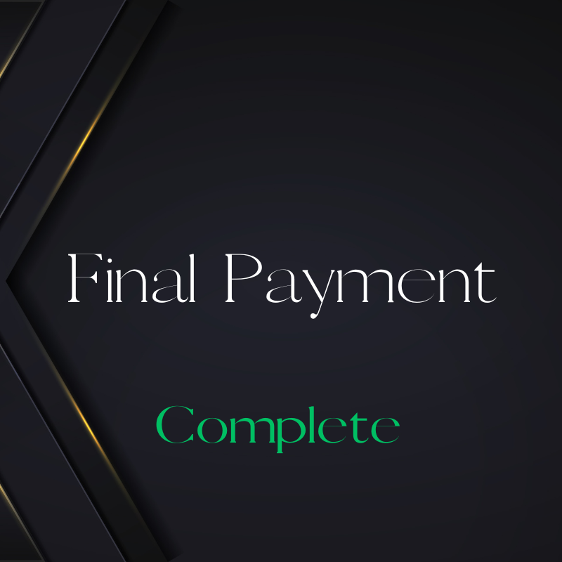 A screen with the words 'Final Payment' at the top and 'Complete' below, indicating a transaction is finished.