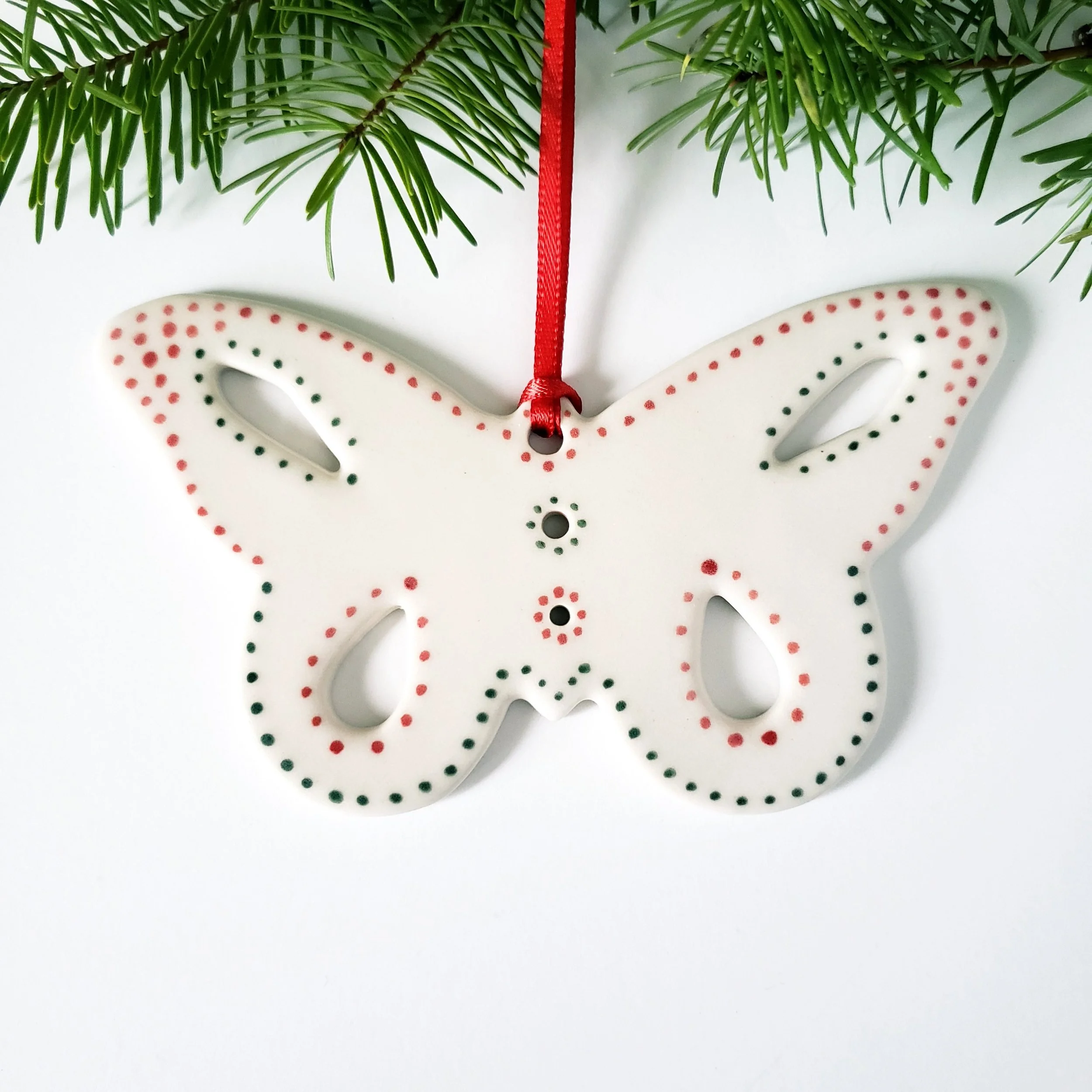 Red and Green Dots Butterfly Ornament.jpg