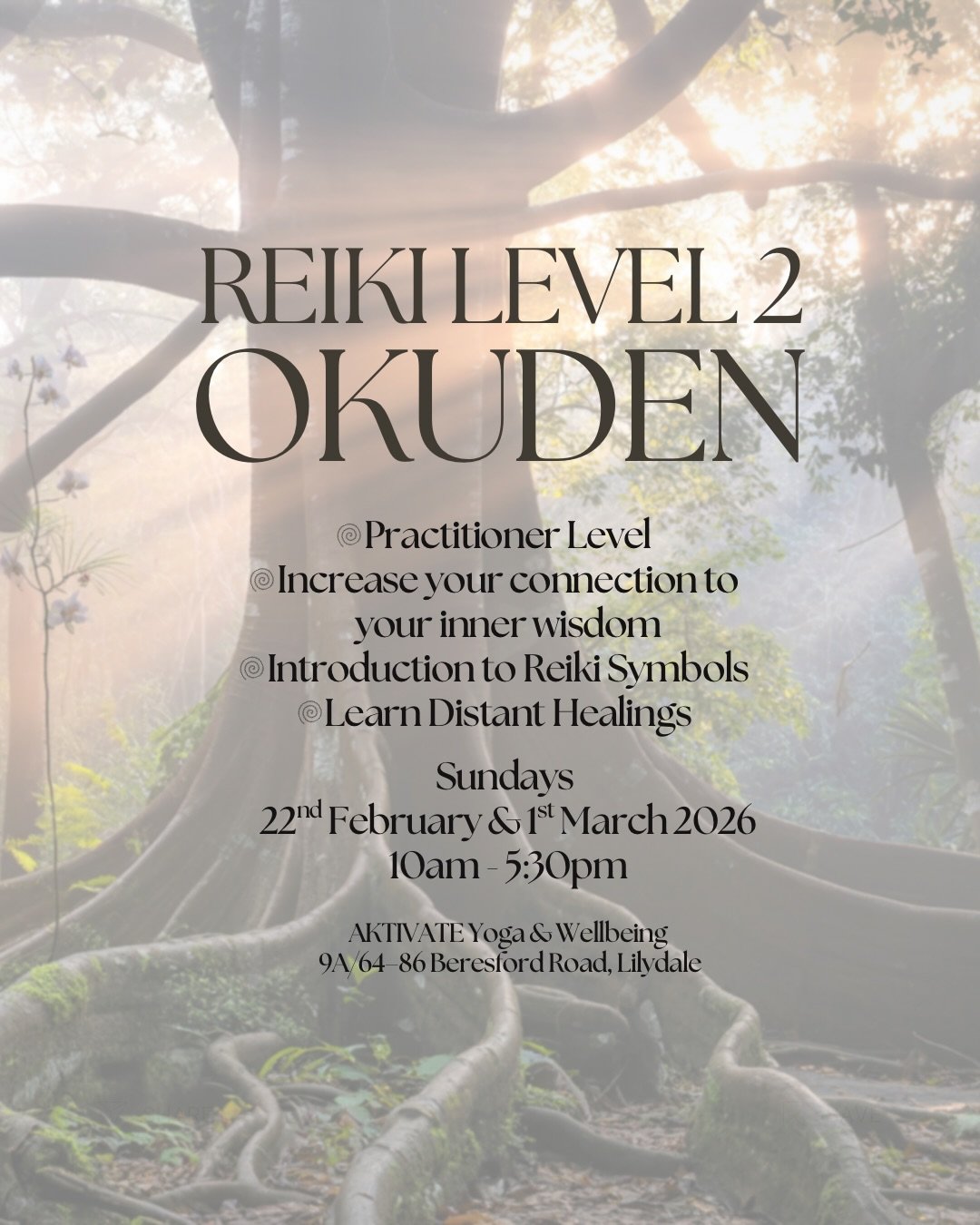 R E I K I  L E V E L 2 

Reiki Level 2 is an empowering next step for those who feel called to deepen their healing practice and strengthen their intuitive connection. This transformative training builds upon the foundations of Level 1 and opens the 