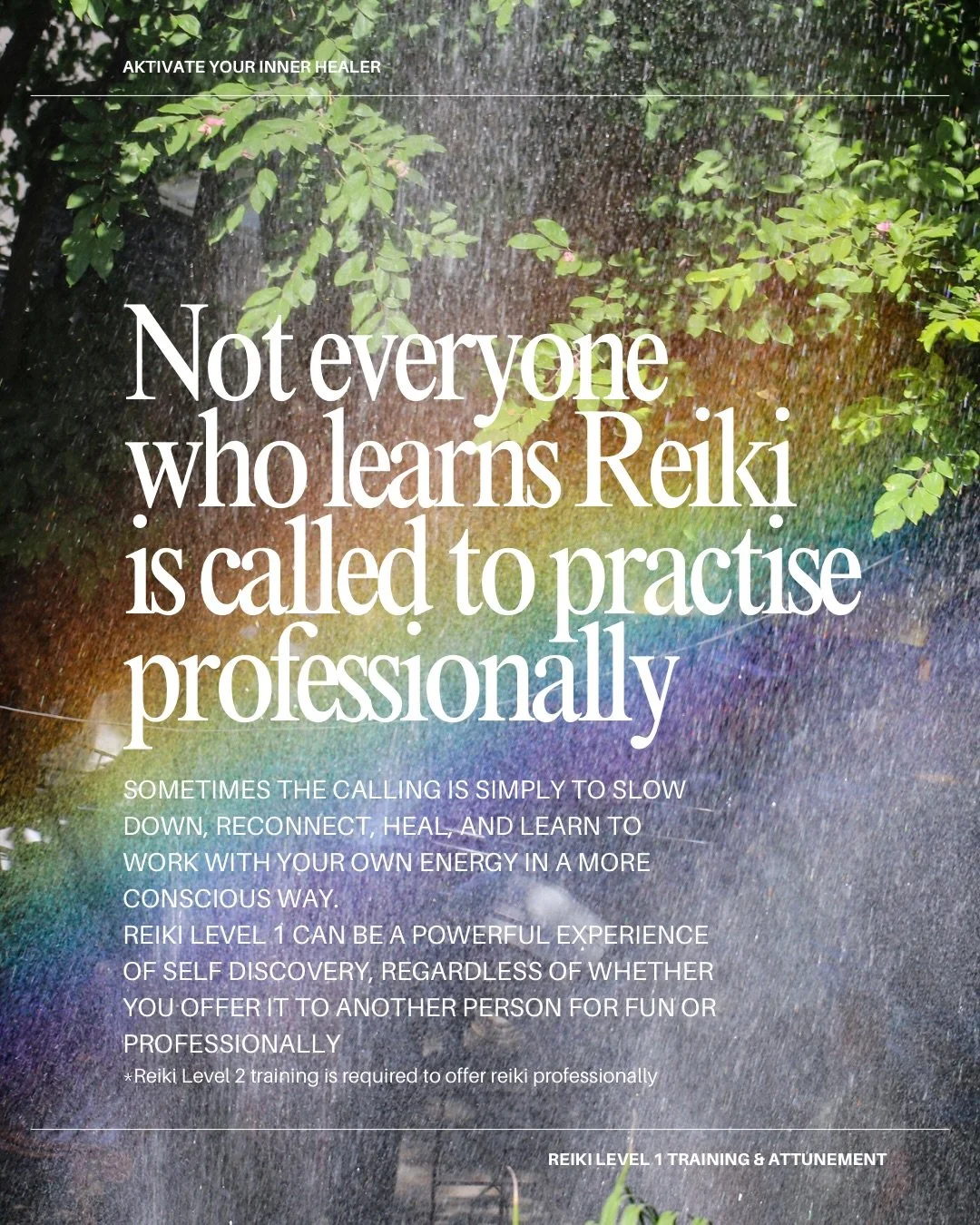 July Reiki Level 1 Training &amp; Attunement
🦜Early Bird Now Open for a limited time🦜 Facilitated by Reiki Master Teacher, Tonia
2x consecutive Saturdays July 18th &amp; 25th 
AKTIVATE Yoga &amp; Wellbeing Studio
Lilydale, Melbourne

Not everyone w