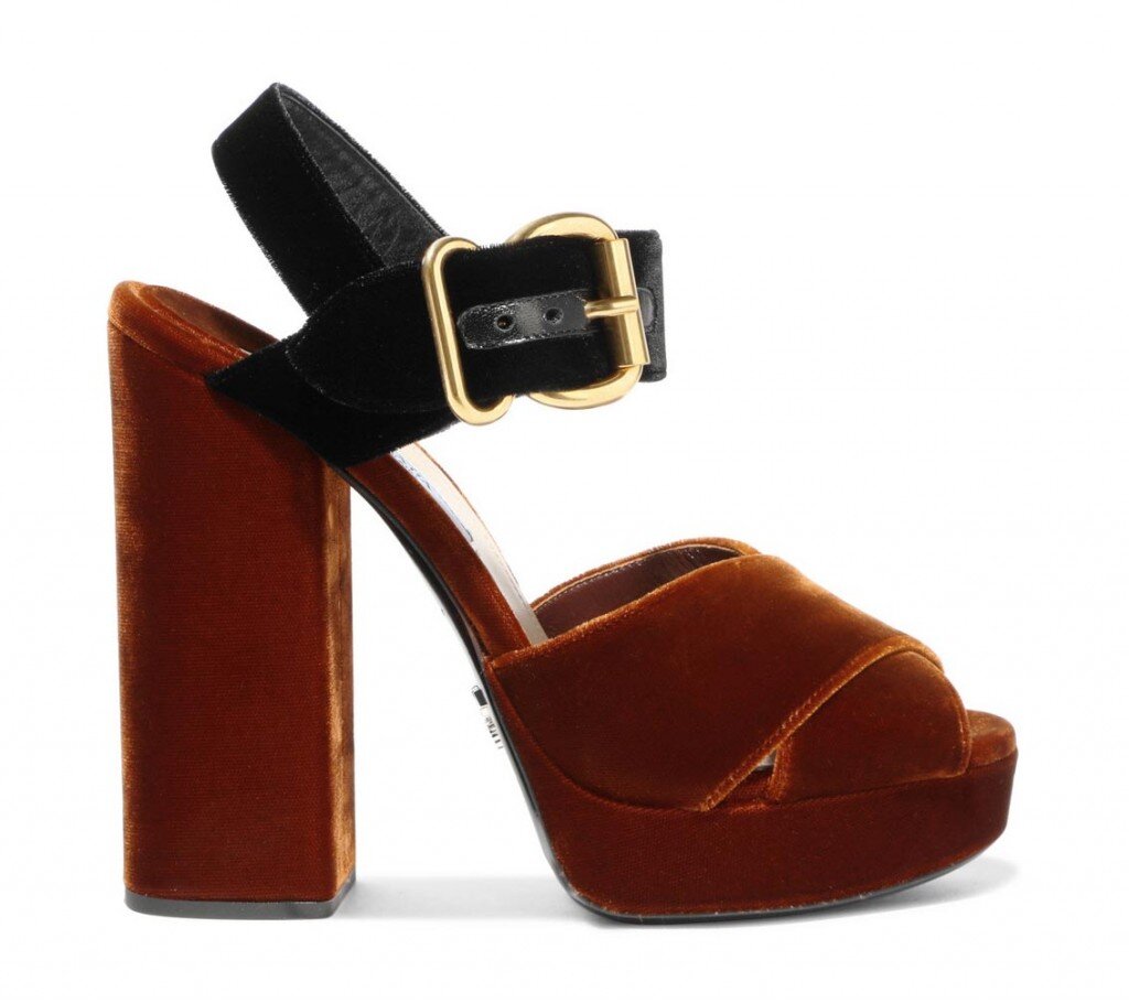 Prada Two Tone Velvet Platform Sandal — LOVEATFIRSTWEAR Prada Two Tone Velvet Platform Sandal — LOVEATFIRSTWEAR