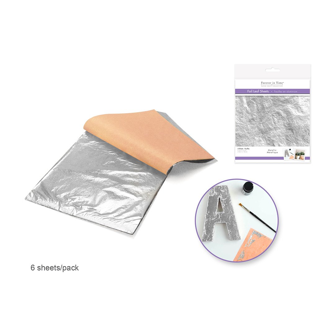 Paper Craft Embellishment: Metallic Foil Leaf Sheets - Silver
