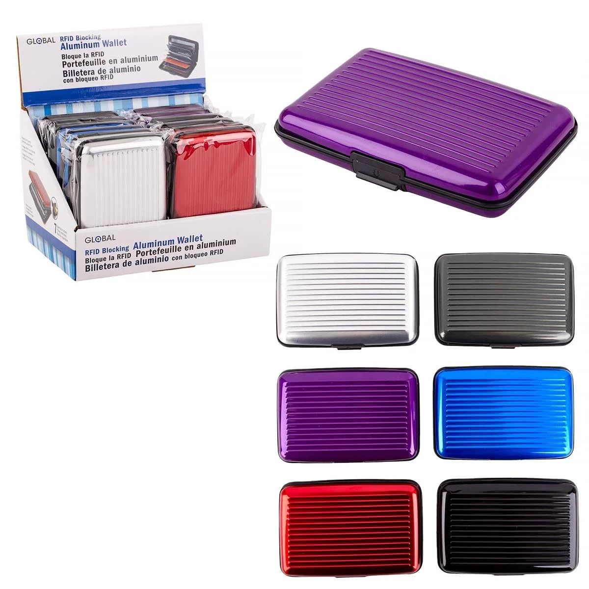 Global Scan-proof Cards Wallet, Aluminum, 6 colours