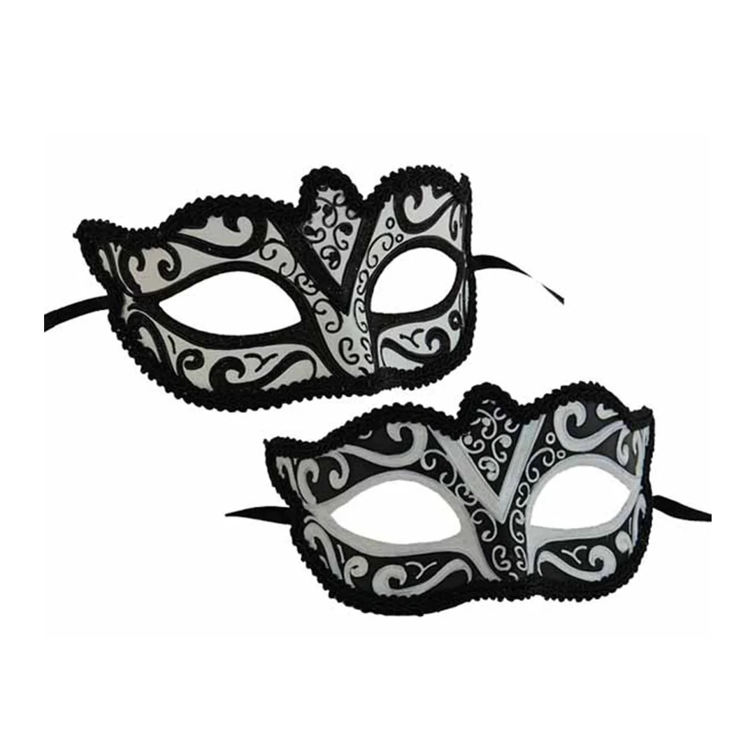 VENETIAN STYLE MASK BLACK & WHITE GLITER