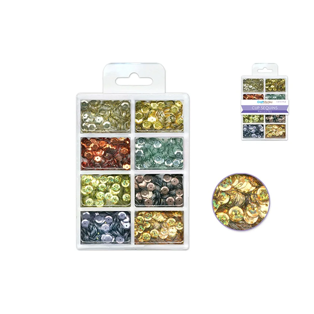 Craft Medley: Cup Sequins Plastic Case - Dazzling Metallics