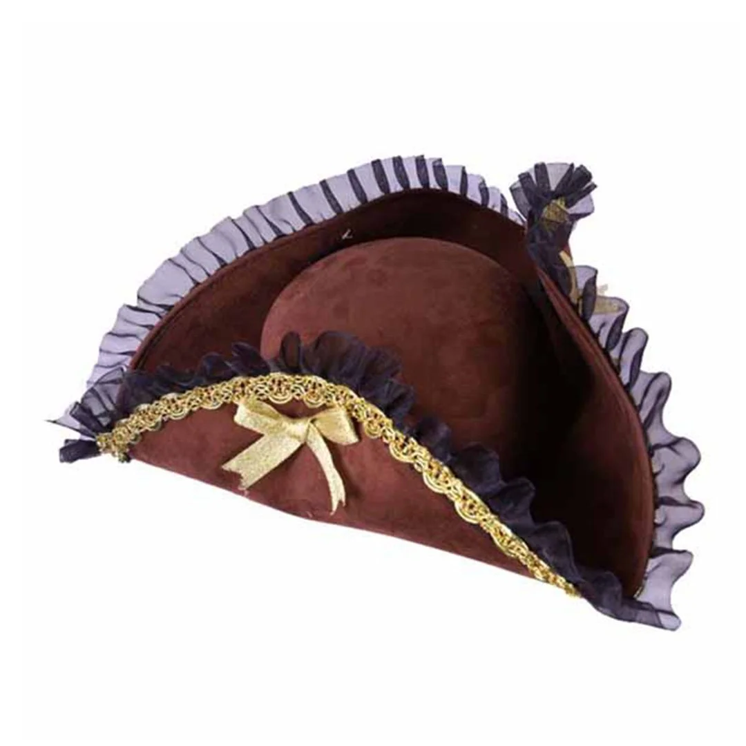 PIRATE GOLD TRIM TRICORN HAT