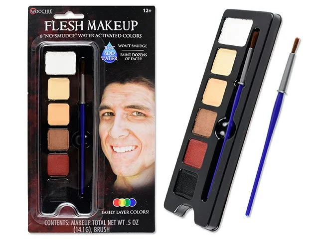6-Colours Flesh Makeup Tray w/Brush. Net Weight: 14.1g.