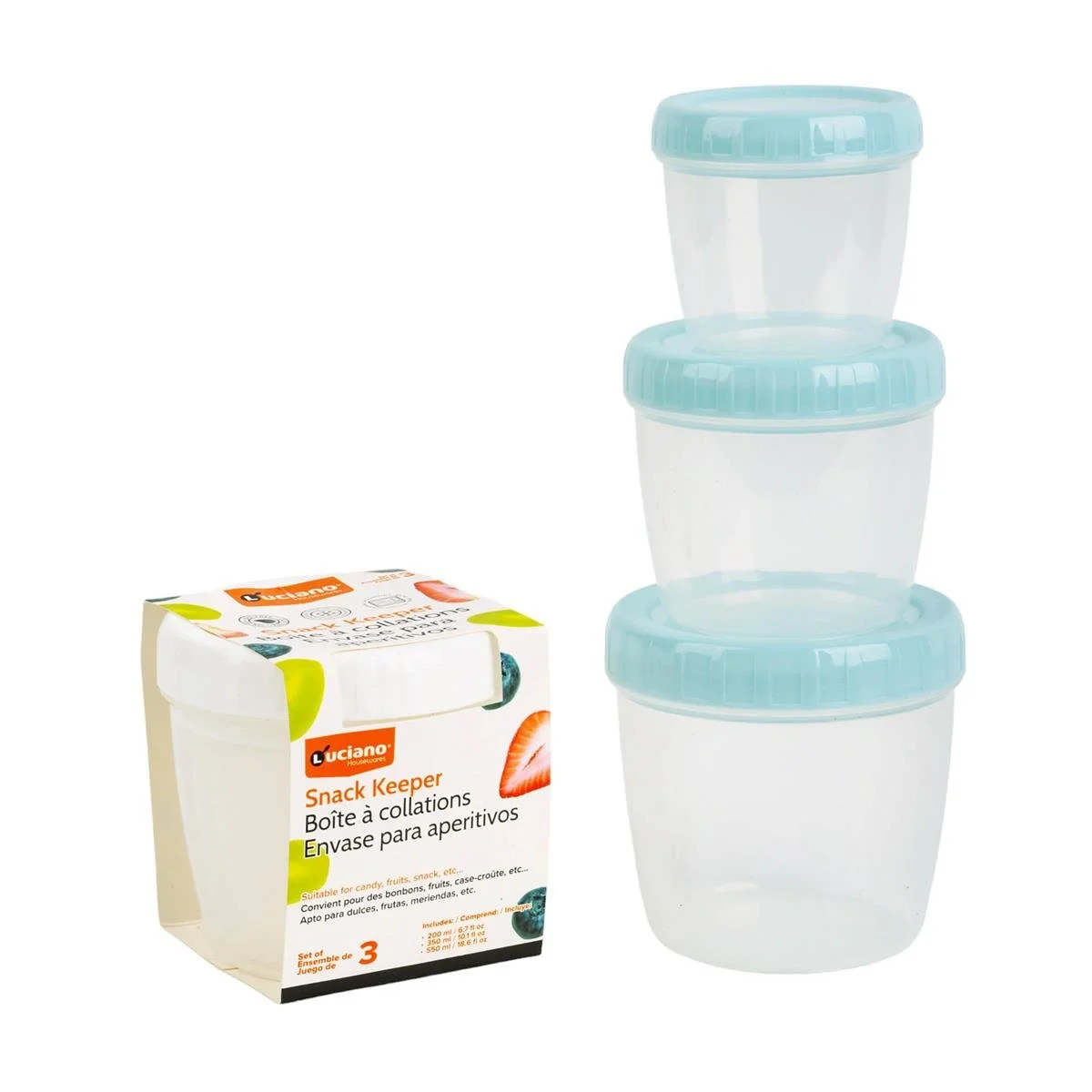 Luciano 3-pc Snack Keeper, 2 colors