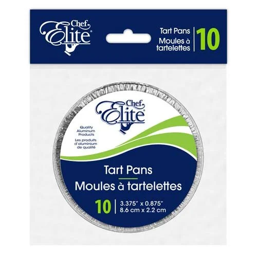 Chef Elite – Small Tart Pans – 3.375″ dia. x 0.875″ – 10Pk