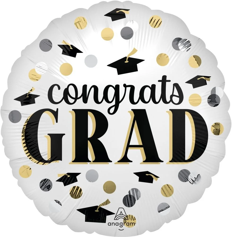 Standard Satin Timeless Polka Dots Congrats Grad Balloon
