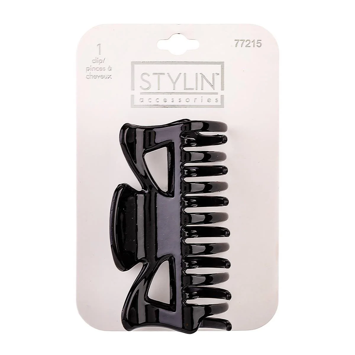 Stylin, 9cm Black Double-Layer Claw Clip, solid gloss black