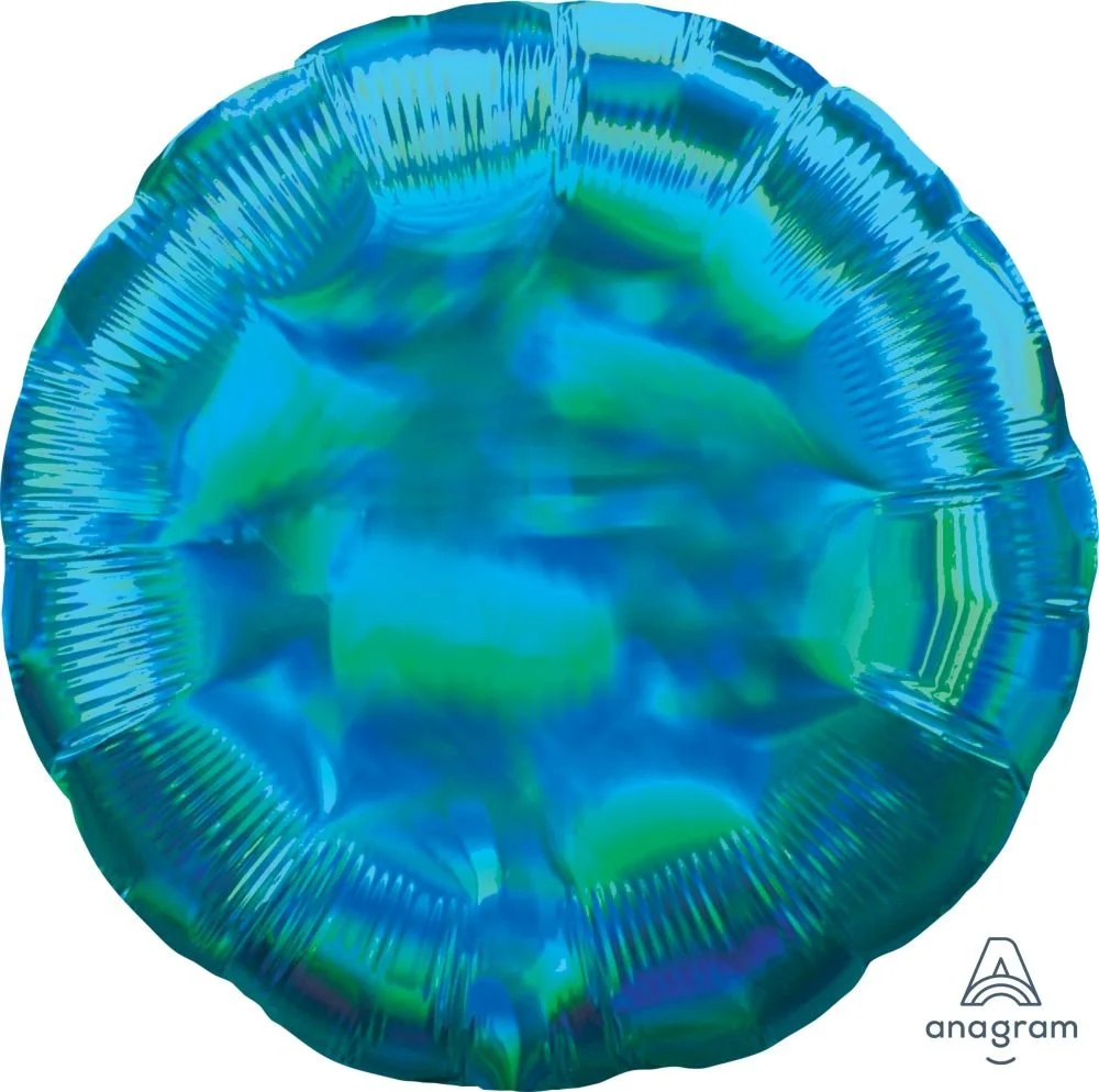 18" Iridescent Cyan Circle Balloon