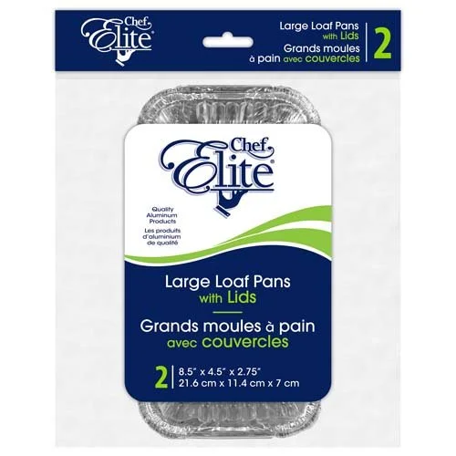 Chef Elite – Loaf Pan with Plastic Lid – 8.5″ x 4.5″ x 2.75″ – 2Pk