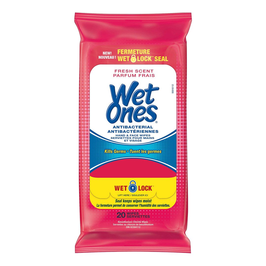 WET ONES WIPES ANTIBACTERIAL TRAVEL PACK 20'S