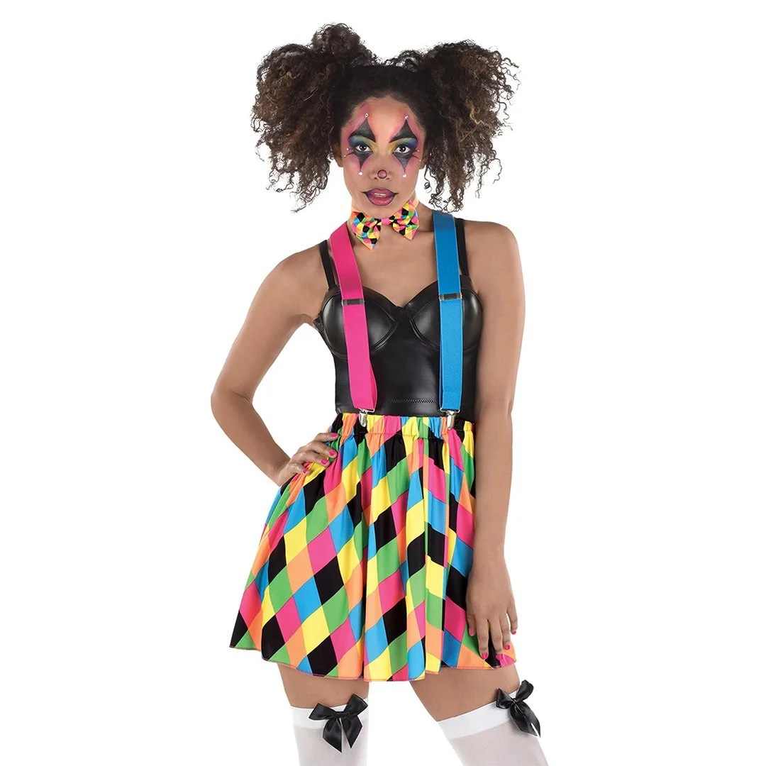 Neon Circus Skater Skirt with Suspender Set