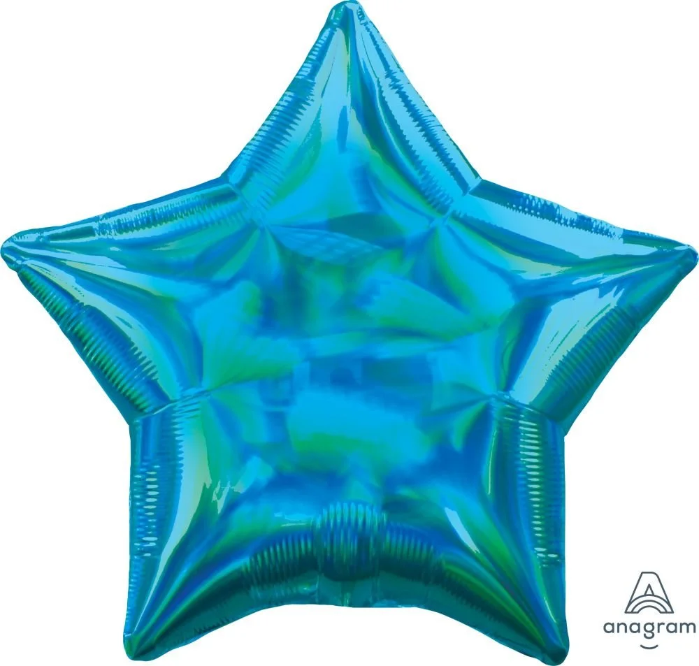 18" Iridescent Cyan Star Balloon