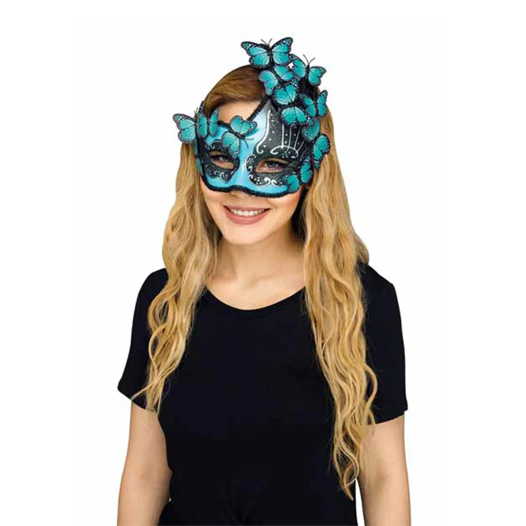 TURQUOISE/BUTTERFLY FANTASY MASK