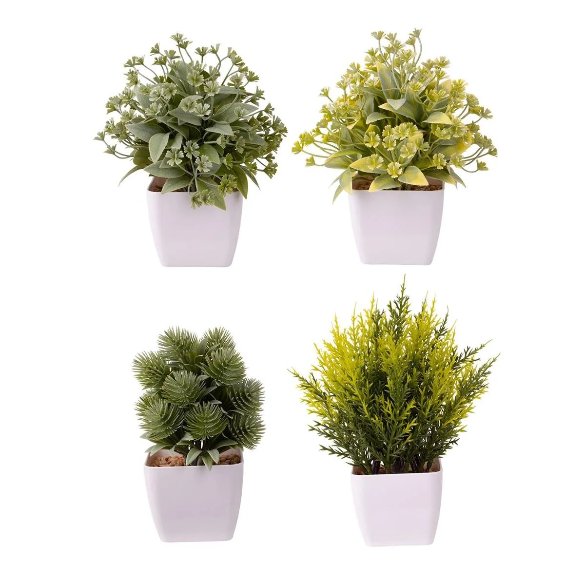 Artificial Plant in Square Pot, 4/s, 3"D x 7.9"H
