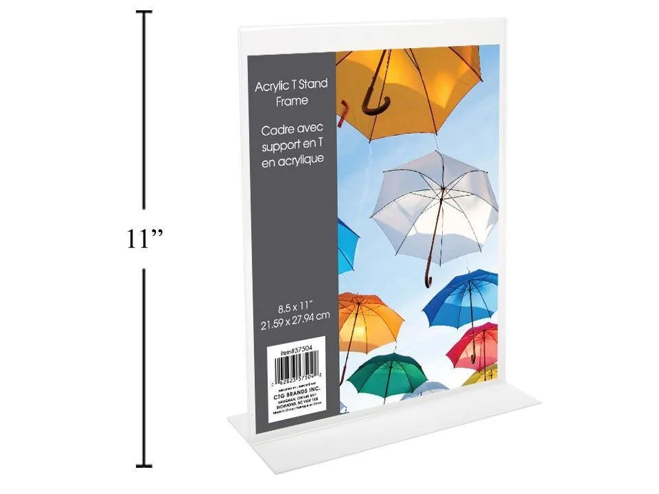 Acrylic T Frame 8.5''x11''Lite Duty Document Size
