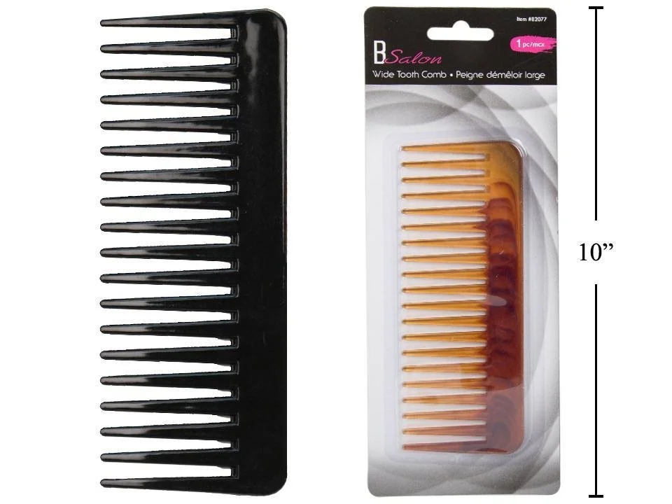 Bodico 1-pc Wide Tooth Comb, 2 col: black & tortoise