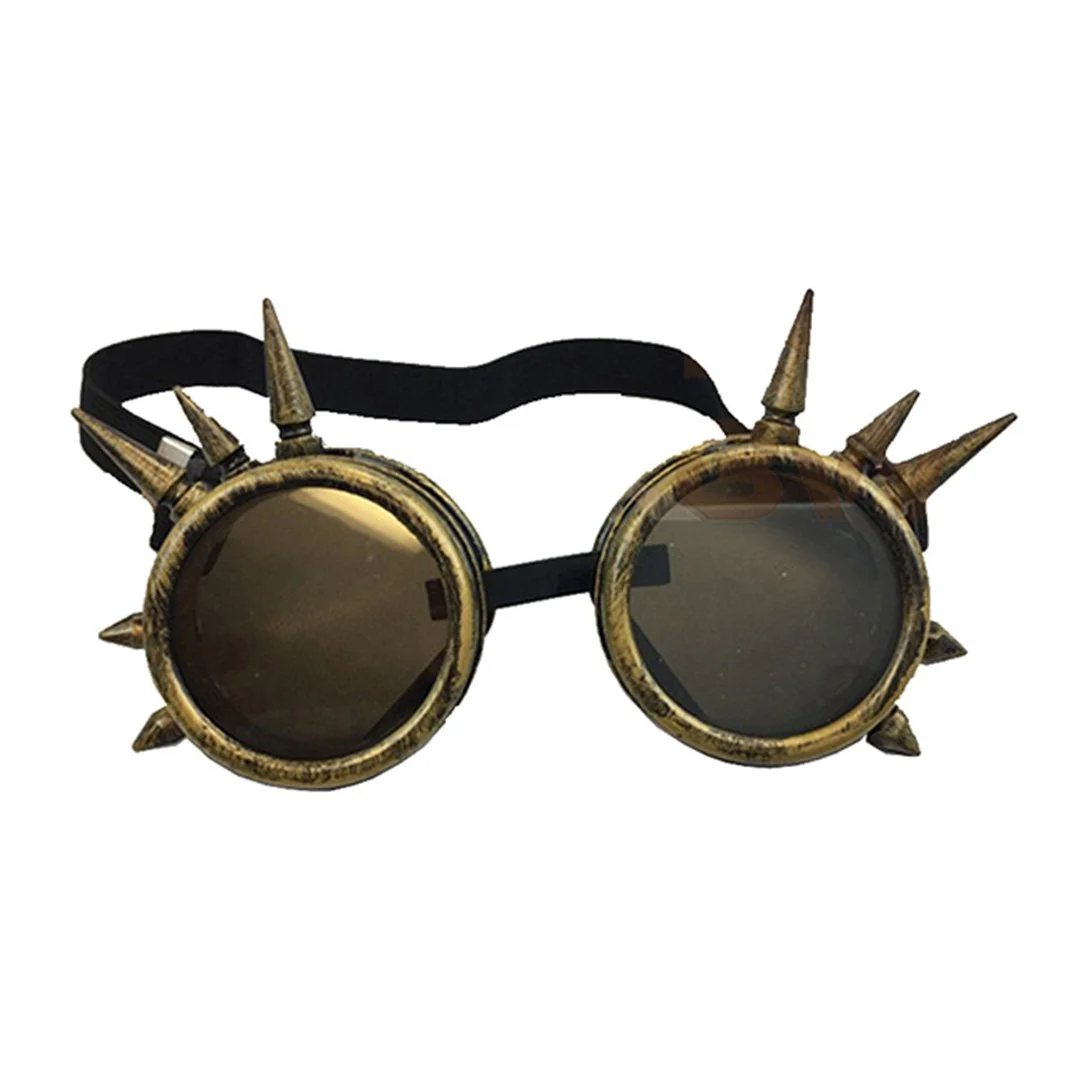 STEAMPUNK GOGGLES GOLD W/SPIKES