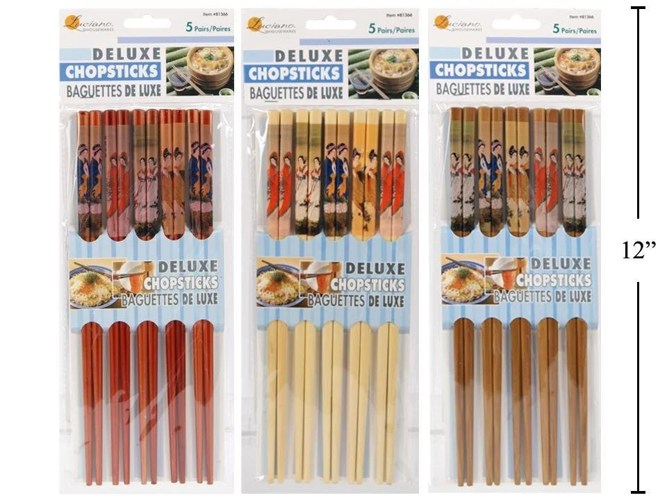Luciano 5-Pair 9.5"L Chopstick Set, 3 col.