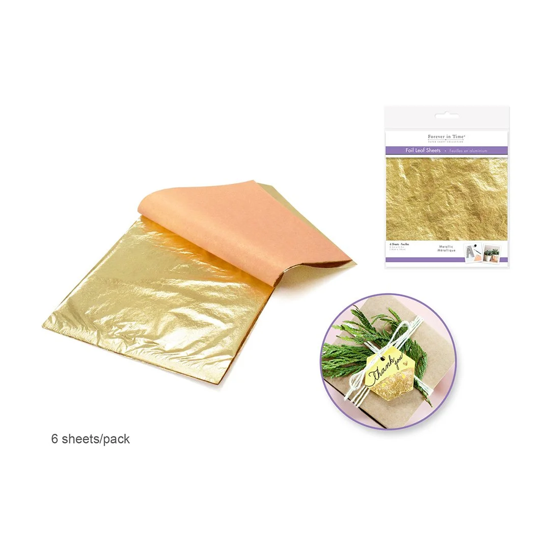 Paper Craft Embellishment: Metallic Foil Leaf Sheets - Gold