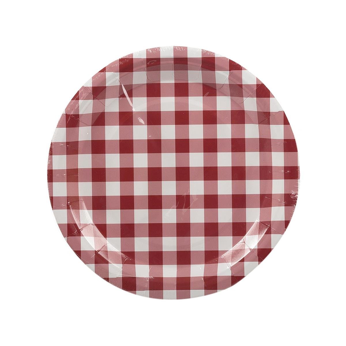BBQ 8ct 7" Paper Plates, Red Gingham