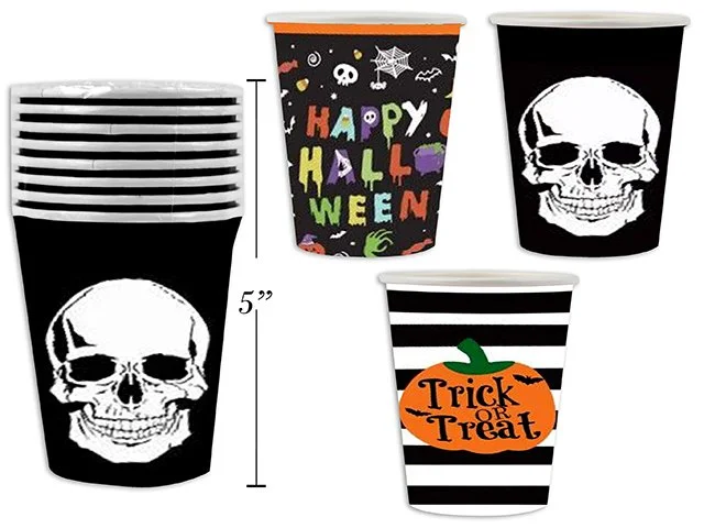 8ct 9oz Hween Disposable Paper Cups. 3 Asst. Styles